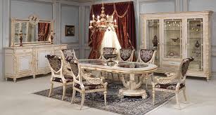 Another dining room that used gold chairs with modern design. White And Gold Dining Room In Louis Xvi Style Vimercati Classic Furniture