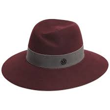Maison Michel Women Virginie Rabbit Fur Felt Hat Burgundy Hat Maison Michel Women