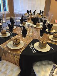 Black And Gold Decorations For Table 60th Birthday Party Gold Party Decorations Black Gold Party