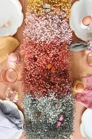 Rainbow Babies Breath Easter Centerpiece Blissmakes Com Spring Tablescape Arrangement Flower Installation Easter Centerpieces Babys Breath