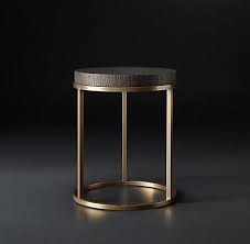 Nicholas Oak Round Occasional Brown W Brass Modcase15 Rh Modern Side Table Round Side Table Modern Side Table