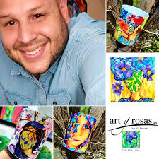 El joven Gilberto Rosas Martínez, de 32 años y de San Germán, Puerto Rico,  se destaca como artista plastico y realiza trabajos en pintura, impresiones  en sublimación y tazas personalizadas con fotografias.