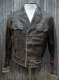 Vtg 30 S 40 S Short Brown Leather Button Up Jacket Horse Hide Work Wear 38 Leather Jacket Style Vintage Leather Jacket Leather Jacket Men