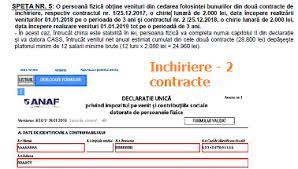 Ministerul finanţelor a publicat proiectul declaraţiei unice prin care contribuabilii din şase categorii vor depune un singur pentru venituri din activităţi independente, „drepturile de proprietate intelectuală sunt excluse, mai arată iniţiatorii proiectului. DeclaraÈ›ia UnicÄƒ SpeÈ›Äƒ OficialÄƒ Anaf 2019 Venituri Din Inchiriere In Lei Din 2 Contracte Cedarea FolosinÈ›ei Bunurilor Cabinetexpert Ro Blog Contabilitate