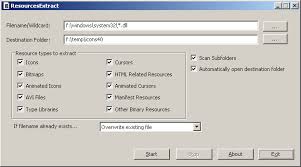 Resourcesextract Is A Small Utility That Scans Dll Ocx Exe Files And Extract All Resources Bitmaps Icons Cursors Avi Movies Bitmap Software Network Tools