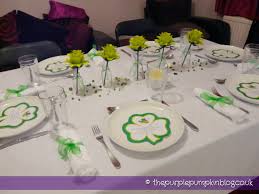 Transform your dining room table with fun and colorful table decorations, like candle holders, table vases, napkin rings, candles, and other decorative objects. Table Decoration St Patrick S Day Dinner Party