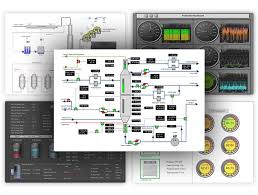 공장 전체 라인의 가동 상태와 생산량을 실시간 그래프와 애니메이션으로 보여주는 직관적인 SCADA 대시보드 화면