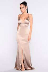 Decadence Satin Dress Champagne Dresses Fashion Nova