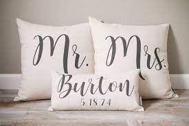 Mr And Mrs Pillow Sets 3 Wedding Pillows Set Custom Etsy Wedding Pillows Monogram Pillows Wedding Gifts For Couples