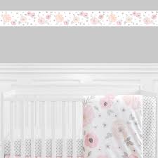 Exclusive collection of wallpapers, floors & fabrics. Watercolor Floral Pink And Grey Collection Wallpaper Border