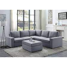People love sectional sofas, because it has room for everyone, and noone has to be too far away from the group. Decker Light Gray Linen 6 Seat Reversible Modular Sectional Sofa