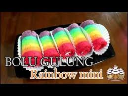 125gr tepung protein sedang 1/4sdt baking powder 4 telur 125gr gula 2sdm minyak vanilla 1/4sdt tbm/sp/ovalet Resep Bolu Gulung Mini Rainbow Youtube Ide Makanan Cemilan Kue
