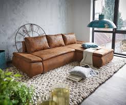 Couch Abilene Braun 260x175 Mit Bettfunktion Ottomane Variabel Ecksofa