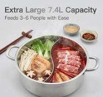 Laotesi 30cm Hot Pot with Divider, Shabu Shabu Hot Pots, LTS-12516, Food Grade Stainless Steel, Chinese Dual Sided Pot Set for Induction Cooktop, Gas ...