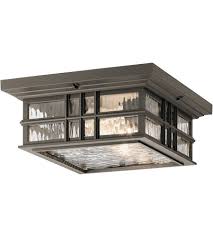 Kichler 49834oz Beacon Square 2 Light 12 Inch Olde Bronze Outdoor Flush Semi Flush Mt