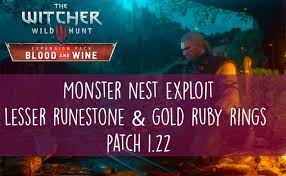 The Witcher 3 Monster Nest Exploit Lesser Runestone Gold Ruby Rings Patch 1 22 Youtube