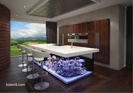 This aquarium type looks stunning to say the least, and wherever you place them, they become the center of attraction since you can't fail to see and admire it. 25 Rooms With Stunning Aquariums Dingen Die Ik Leuk Vind Keuken Ideeen Aquarium En Keuken Interieur