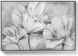 25% off with code take25zazzle. Amazon Com Lamplig Gray Flower Wall Art Large Floral Poppy Room Wall Pictures Black White Hand Painted Oil Painting Living Room Bedroom Art Wall Decor White Framed Canvas Artwork For Walls Grey Prints