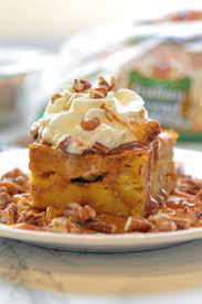 It combines delicious pumpkin, buttery croissants, vanilla beans, whipped topping, and this amazing bourbon cream sauce that will knock your socks off. Pumpkin Bread Pudding With Toasted Pecans And Salted Caramel Sauce Turano Baking Co