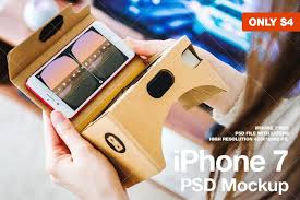 Iphone 7 Psd Mockups Vr Cardboard Mockup Psd Mockup Psd