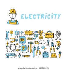 Equipment And Tools Electrician Professional Isolate Icons Hand Drawn Vintage Style Flat Design Vector Illustrat How To Draw Hands Icon Vector Illustration