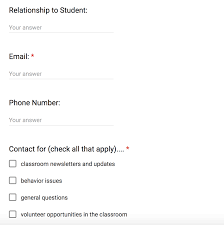 Google Form Parent Contact Info Classroom Google Forms Parent Contact Information