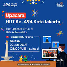 Salah satu cara kelurahan duri pulo untuk memeriahkan hari ulang tahun dki jakarta dengan membuat sebuah lagu yang menceritakan kondisi keadaan dan semangat. Pemprov Dki Jakarta Vaksindulu On Twitter Tahun 2021 Menjadi Tahun Ke 2 Peringatan Kota Jakarta Di Masa Pandemi Dan Kali Ini Mengusung Tema Jakarta Bangkit Yuk Ikuti Upacara Virtual Hut Ke 494 Kota Jakarta
