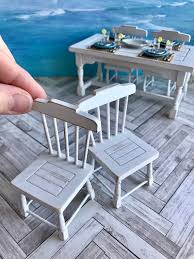 Miniature Beach Furniture 1 12 Scale Dollhouse Table And Etsy Beach House Furniture Beach Furniture Diy Dollhouse Furniture