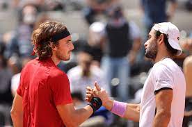 The duo met here in melbourne two years ago berrettini has good hands at the net too. Tsitsipas Rides Out Berrettini S Hot Serve In Reaching Rome Last Eight