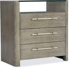 Three drawers and glass top shelf. Hooker Furniture Bedroom Affinity Three Drawer Nightstand 6050 90016 Gry