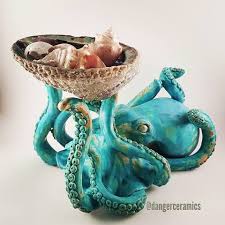 Danger Ceramics Glazed Ceramic Octopus With Abalone Shell In 2020 Octopus Art Coral Reef Art Ceramic Sculpture Figurative