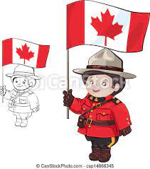 Cute Cartoon Canadian Mounties With A Flag Of Canada In Hand Standing Isolating On White Also Countour Canstock Or only really aired in canada?