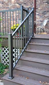Aluminum hand railings and aluminum stair railings are perfect for applications where a strong, durable, ensure aluminum stair railing is a good choice to put around your deck, porch, or use as stair railing. Keystone Bronze Aluminum Stair Rail Deck Railing Design Railing Design Aluminum Railing Deck