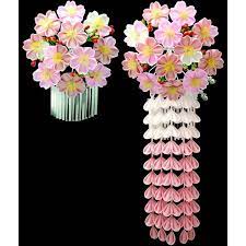 kanzashi april cherry blossoms flower for maiko liked on polyvore featuring asian backgrounds flowers and kanzashi kanzashi flowers flower crafts kanzashi