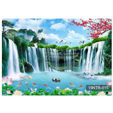 Pemandangan air terjun merupakan keindahan alam yang dapat dipersepsikan melalui panca indra manusia yang berupa indra penglihatan pada komponen mata manusia. Dekorasi Wallpaper Dinding Custom Gambar Pemandangan Alam 3d Air Terjun 01 Shopee Indonesia