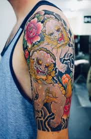 We have been active all over the world,mainly in okinawa and tokyo. Shisa Dog Half Sleeve By Nana Nagakawa At Avant Garde Design Office In Okinawa Japan Tattoos