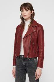 Buy Allsaints Dalby Leather Biker Jacket From The Next Uk Online Shop Red Leather Jacket Outfit All Saints Leather Jacket Leather Jacket Outfits