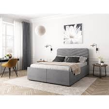 Lits ados et têtes de lit. Cadre De Lit Tino Avec Rangements Et Sommier Relevable A Lattes Gris Clair 140 X 190 Cm Maison Et Loisirs E Leclerc