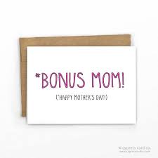 Funny Mother 39 S Day Card Bonus Mom For Step Mom Or Mother In Law By Cypress Card Co Dad Cards Fathers Day Cards Fathers Day
