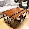 Industrial nested round coffee tables set two sleeper wood reclaimed wooden meta. 1