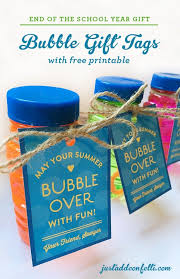 You'll get assorted designs that you can distribute to your students based on their preferences. End Of The School Year Bubble Gift Tags With Free Printable Student Gifts Bubble Gift Preschool Gifts