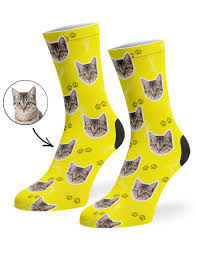 Every cat lover will enjoy a personalized gift with a photo of his pet. Custom Printed Cat Socks Personalized Cat Socks Super Socks