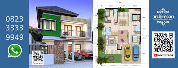 Rumah dengan kesan asri, dengan finishing warna hijau. Jasa Desain Rumah Surabaya Home Facebook