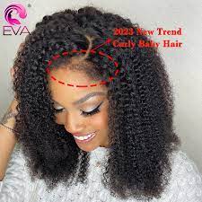 Eva Kinky Curly Wig Human Hair 13x6 Hd Lace Frontal Wig Brazilian Curly  Baby Hair Wig 4c Edge Hairline Lace Front Human Hair Wig 