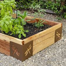 Raised garden beds with 3 or more levels, that will contain heavy soils or materials such as stone and gravel will require the heavier 2 profile timbers for their greater durability and structural support. Garden Raised Bed Corner Brackets 9 5 Brown Bloom Instabrace Dragonfly Walmart Com Walmart Com