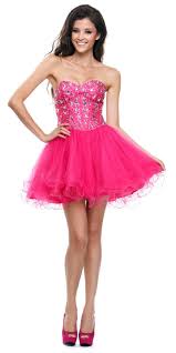 Poofy Short Tulle Skirt Fuchsia Dress Strapless Boned Bustier Taffeta Short Tulle Skirt Trendy Prom Dresses Prom Dresses Short