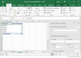 ms excel 2016 how to change data source for a pivot table