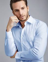 Light plain shirts for men. Easy Iron Plain Poplin Men S Extra Slim Fit Stretch Shirt With Semi Cutaway Collar And Single Cuff In Blue Hawes Curtis Uk