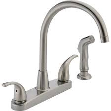 Moen home depot kitchen faucet. Peerless Choice 2 Handle Standard Kitchen Faucet With Side Sprayer In Stainless P299578lf Ss The Home Depot