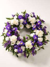 Maybe you would like to learn more about one of these? White And Purple Wreath Brodies Blooms And Gifts